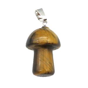 Yellow Tiger Eye Stone Mushroom Pendant, approx 15-20mm [GM17721]