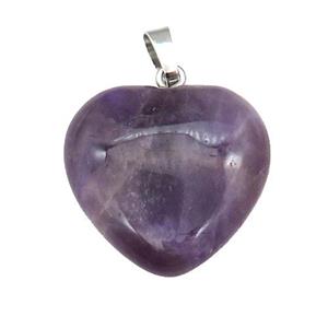 Purple Amethyst Heart Pendant, approx 25mm [GM17741]