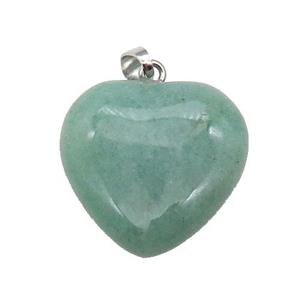 Green Aventurine Heart Pendant, approx 25mm [GM17742]