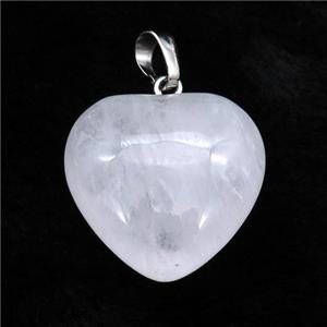 Clear Quartz Heart Pendant, approx 25mm [GM17749]