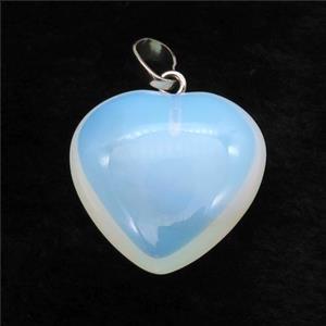 White Opalite Heart Pendant, approx 25mm [GM17750]