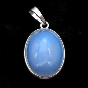 White Opalite Oval Pendant Platinum Plated, approx 18x25mm [GM17754]
