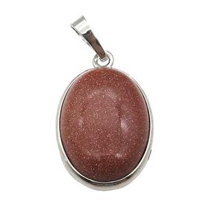 Golden Sandstone Oval Pendant Platinum Plated, approx 18x25mm [GM17759]