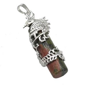 Unakite Column Pendant Phenix Platinum Plated, approx 10-45mm [GM17772]