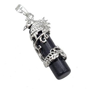 Blue SandStone Column Pendant Phenix Platinum Plated, approx 10-45mm [GM17775]