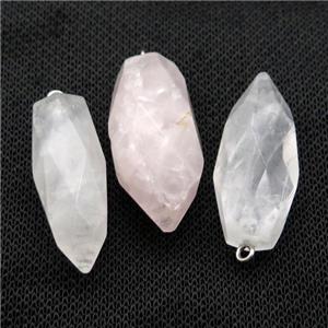 Clear Quartz Crystal Bullet Pendant Faceted, approx 15-33mm [GM17779]
