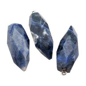 Blue Sodalite Bullet Pendant Faceted, approx 15-33mm [GM17781]
