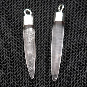 Clear Quartz Bullet Pendant Silver Plated, approx 5-30mm [GM17783]