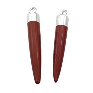 Red Jasper Bullet Pendant Silver Plated, approx 5-30mm [GM17788]