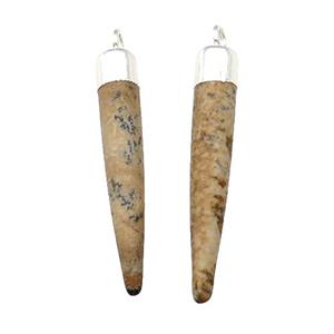 Picture Jasper Bullet Pendant Silver Plated, approx 5-30mm [GM17789]