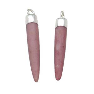 Pink Wood Lace Jasper Bullet Pendant Silver Plated, approx 5-30mm [GM17790]