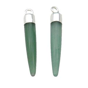 Green Aventurine Bullet Pendant Silver Plated, approx 5-30mm [GM17793]