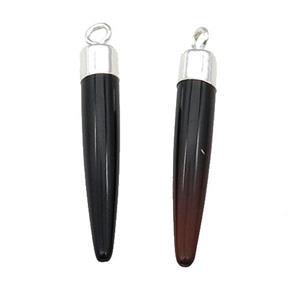Black Onyx Agate Bullet Pendant Silver Plated, approx 5-30mm [GM17794]