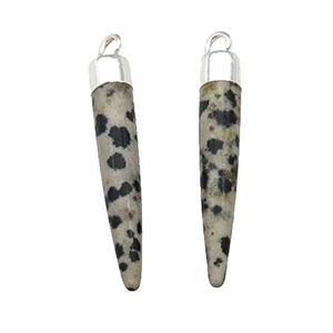 Black Dalmatian Jasper Bullet Pendant Silver Plated, approx 5-30mm [GM17795]