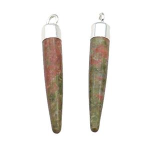 Unakite Bullet Pendant Silver Plated, approx 5-30mm [GM17796]