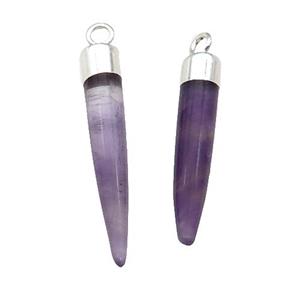 Purple Amethyst Bullet Pendant Silver Plated, approx 5-30mm [GM17798]