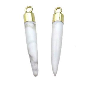 White Howlite Turquoise Bullet Pendant Gold Plated, approx 5-30mm [GM17803]