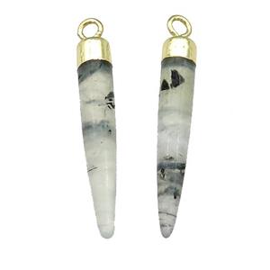 Green Prehnite Bullet Pendant Gold Plated, approx 5-30mm [GM17804]