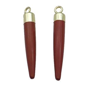 Red Jasper Bullet Pendant Gold Plated, approx 5-30mm [GM17805]