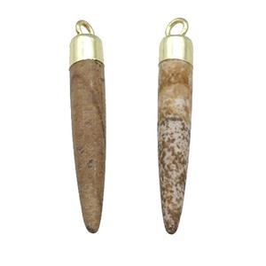 Picture Jasper Bullet Pendant Gold Plated, approx 5-30mm [GM17806]