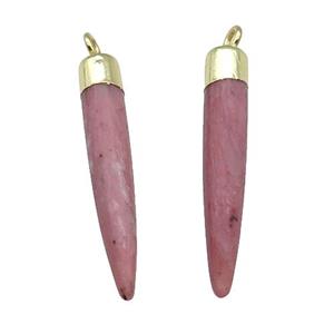 Pink Wood Lace Jasper Bullet Pendant Gold Plated, approx 5-30mm [GM17807]
