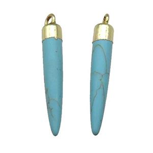 Blue Dye Turquoise Bullet Pendant Gold Plated, approx 5-30mm [GM17809]