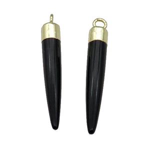 Black Onyx Agate Bullet Pendant Gold Plated, approx 5-30mm [GM17811]