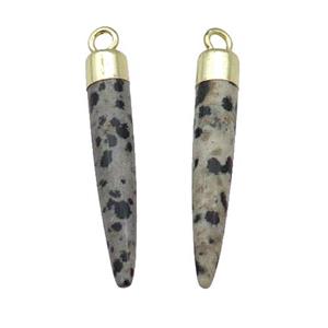 Black Dalmatian Jasper Bullet Pendant Gold Plated, approx 5-30mm [GM17812]