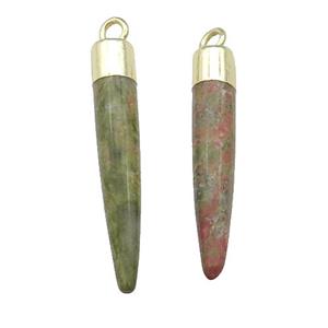 Unakite Bullet Pendant Gold Plated, approx 5-30mm [GM17813]