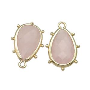 Pink Rose Quartz Teardrop Pendant Faceted Gold Plated, approx 10-18mm [GM17818]