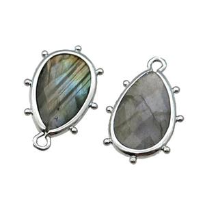 Labradorite Teardrop Pendant Faceted Platinum Plated, approx 10-18mm [GM17819]