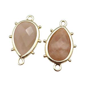 Peach Sunstone Connector Faceted Teardrop Gold Plated, approx 10-18mm [GM17822]