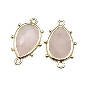 Rose Quartz Connector Faceted Teardrop Gold Plated, approx 10-18mm [GM17823]