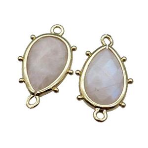White Rainbow Moonstone Connector Faceted Teardrop Gold Plated, approx 10-18mm [GM17824]