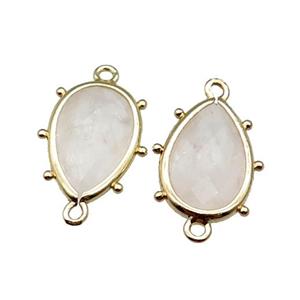 Clear Quartz Connector Faceted Teardrop Gold Plated, approx 10-18mm [GM17825]
