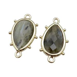 Labradorite Connector Faceted Teardrop Gold Plated, approx 10-18mm [GM17827]