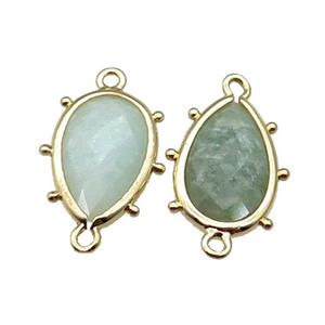 Green Amazonite Connector Faceted Teardrop Gold Plated, approx 10-18mm [GM17829]