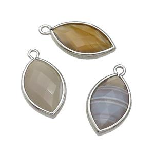 Multicolor Botswana Agate Eye Pendant Faceted Platinum Plated, approx 11-18mm [GM17831]