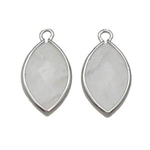 Clear Quartz Eye Pendant Faceted Platinum Plated, approx 11-18mm [GM17832]