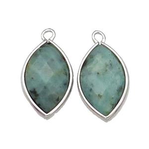 Green African Turquoise Eye Pendant Faceted Platinum Plated, approx 11-18mm [GM17835]