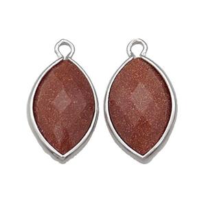 Golden Sandstone Eye Pendant Faceted Platinum Plated, approx 11-18mm [GM17839]