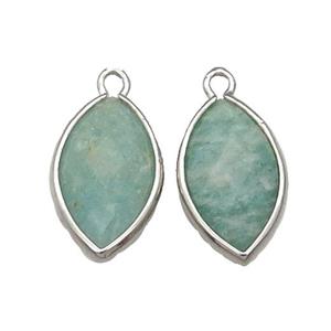 Green Amazonite Eye Pendant Faceted Platinum Plated, approx 11-18mm [GM17844]
