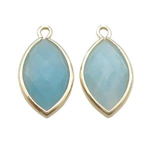 Blue Chinese Amazonite Eye Pendant Faceted Gold Plated, approx 11-18mm [GM17847]