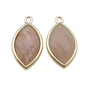 Peach Sunstone Eye Pendant Faceted Gold Plated, approx 11-18mm [GM17851]