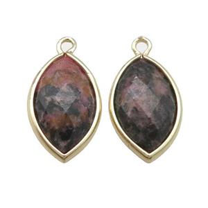 Rhodonite Eye Pendant Faceted Gold Plated, approx 11-18mm [GM17852]