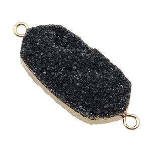 Black Quartz Druzy Connector Gold Plated, approx 20-40mm [GM17861]