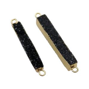 Black Quartz Druzy Stick Connector Gold Plated, approx 5-35mm [GM17862]