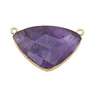 Purple Amethyst Triangle Pendant With 2loops Gold Plated, approx 25-35mm [GM17864]