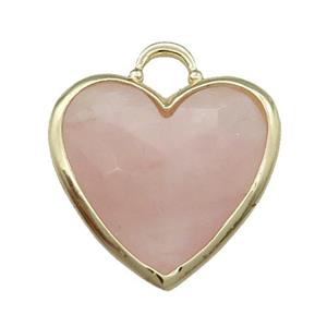 Pink Rose Quartz Heart Pendant Faceted Gold Plated, approx 20mm [GM17866]