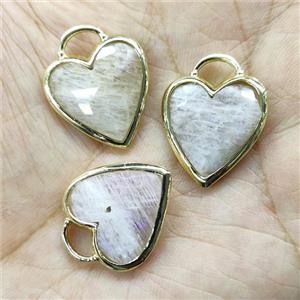 Rainbow MoonStone Heart Pendant Faceted Gold Plated, approx 20mm [GM17868]